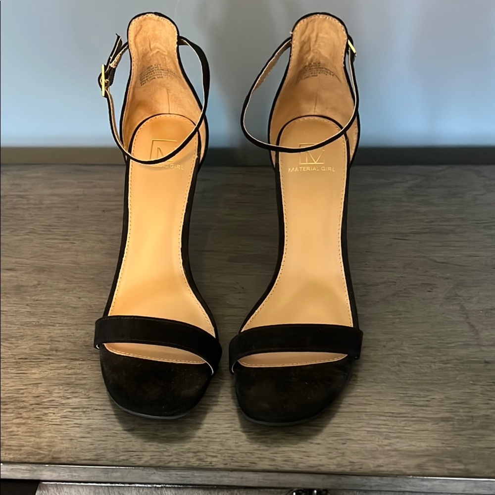 Material Girl Black Ankle Strap Heels